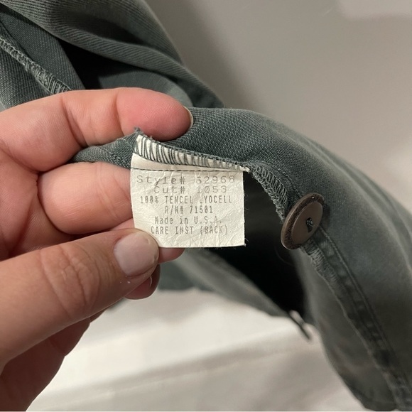 Action Wear USA Military Green Midi Dress Side Slit Small Button Front - Picture 8 of 9